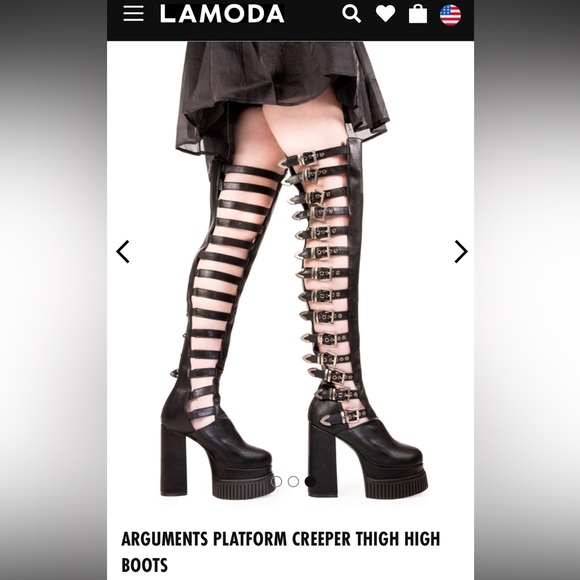 NIB LAMODA BLK arguments platform, creeper thigh high boots size 9 - Picture 2 of 9